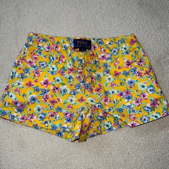 Ralph Lauren Girls Athletic Polo Shorts in Yellow